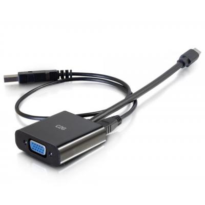 8in Mini DisplayPort™ Male to VGA + Audio Female Active Adapter Converter Black